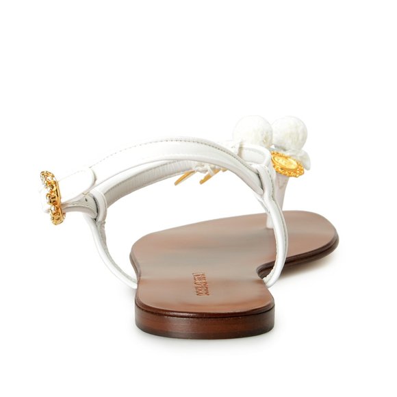 Dolce & Gabbana Women's White Patent Leather Flat Sandals Shoes US 7.5 IT 37.5 - Picture 3 of 8